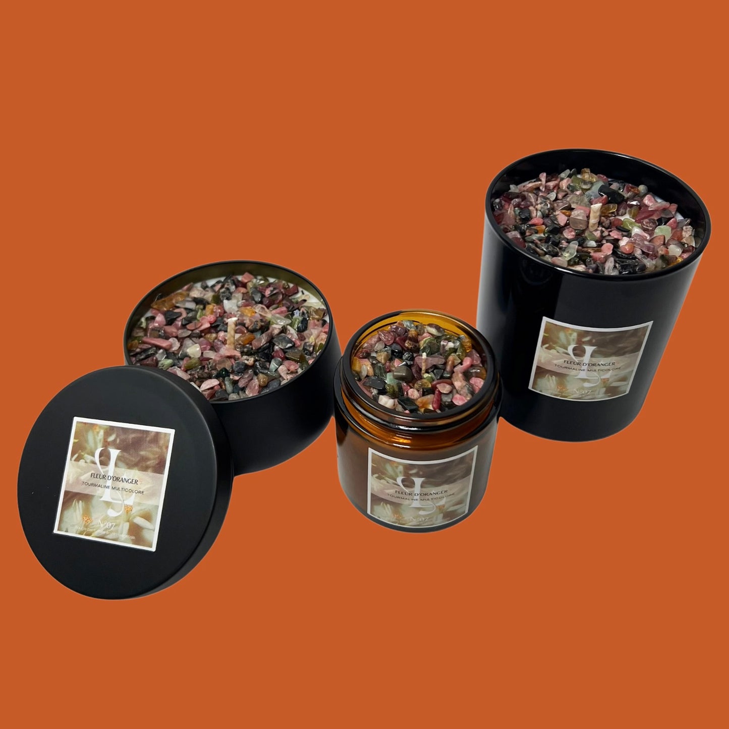 Bougie N°07 Fleur d'Oranger / Tourmaline multicolore