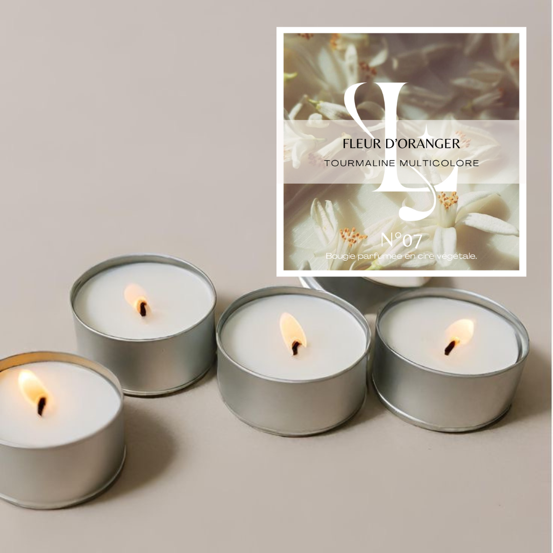 Bougie N°07 Fleur d'Oranger / Tourmaline multicolore